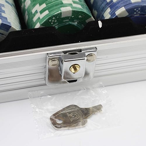 Miniatura 5 de Tradeopia Juego de póquer de 300 piezas premium con funda de transporte de aluminio, incluye fichas de póquer, 1 ficha de distribuidor, 2 barajas de