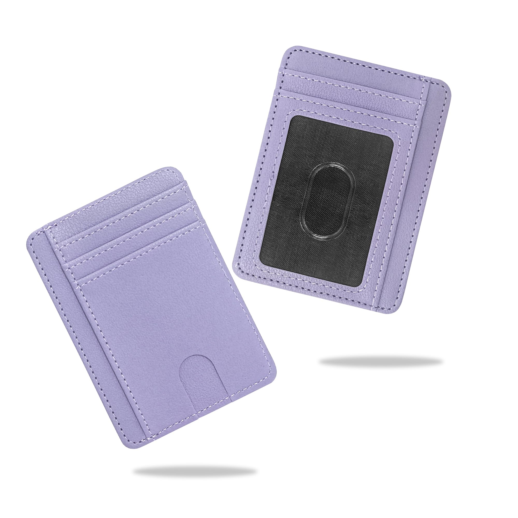 CONISY Slim Credit Card Holder for Women, Thin Front Pocket Leather Mini Wallet with RFID Blocking (Purple)