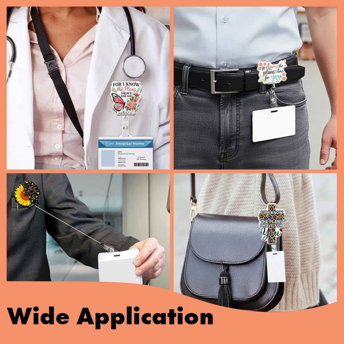 (5Pcs) Jeremiah 29 11 for I Know The Plans I Have for You Holographic Christian Badge Reels, Inspirational Retractable ID Holder Clip, Faith Gifts for Nurse Teacher Student Office Worker - Image 6