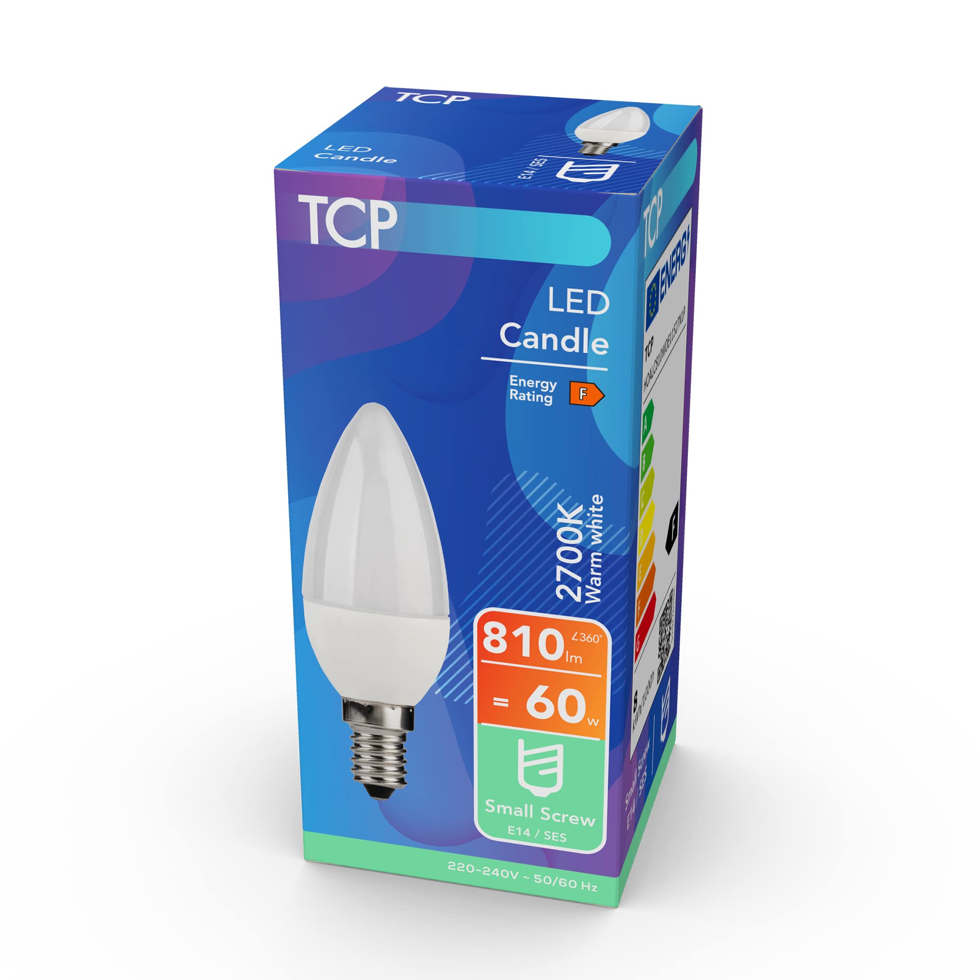 TCP 60W 2700K 810L E14 LED Candle Small Screw Light Bulb, Warm White, HOALC810WOE11527N1P