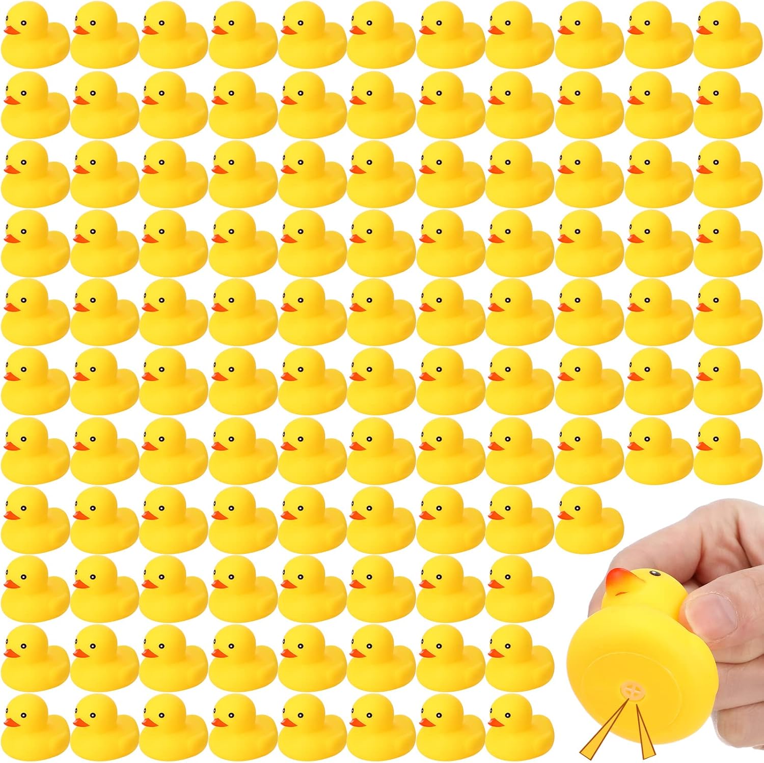 Vinsot 100 Pcs Bath Ducky Mini Rubber Ducks Yellow Rubber Duck Bath Toy Rubber Tub Toys Bathtub Toys Squeak and Float Ducks (2.17 x 1.97 x 1.85 Inch)