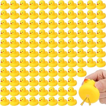 Vinsot 100 Pcs Mini Rubber Ducks Bulk Rubber Duck Bath Toys Squeak Float Bath Toy for Birthday Party Favors Gift Summer Beach Pool Activity Carnival Game2.17 x 1.97 x 1.85 Inch