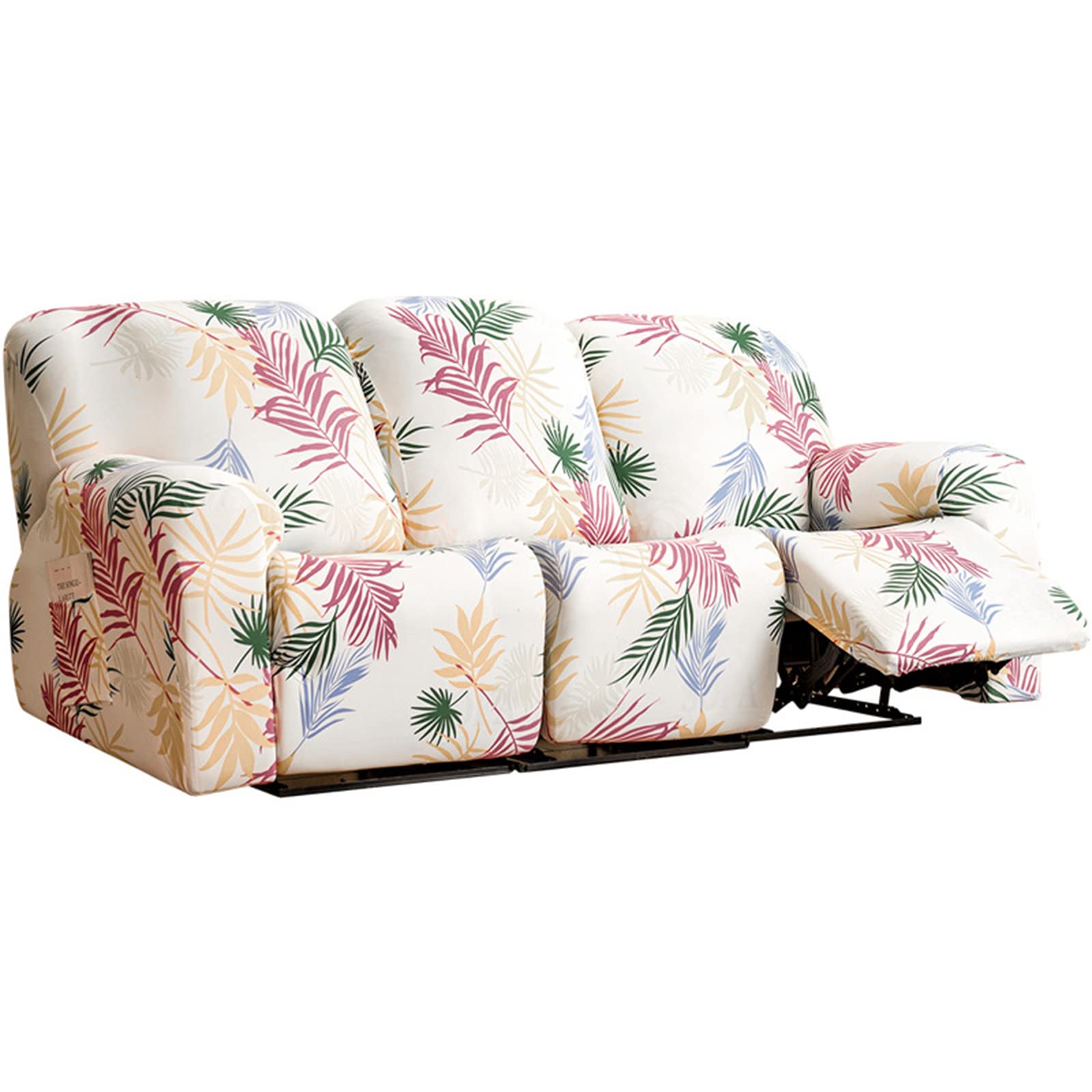 Funda de jacquard para sofá reclinable blanco de 3 plazas con chaise longue izquierdo para salón