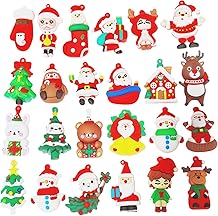Christmas Decorations Set, 24 Piece 3D Ornaments with Santa, Snowman, Tree, Reindeer, Party Supplies