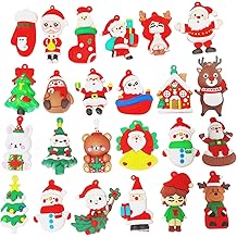 Christmas Decorations Set, 24 Piece 3D Ornaments with Santa, Snowman, Tree, Reindeer, Party Supplies
