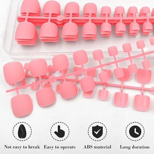 Miniatura 4 de LoveOurHome Uñas postizas a presión, 240 unidades, uñas postizas cuadradas cortas, de cobertura completa, puntas de uñas postizas de acrílico, color
