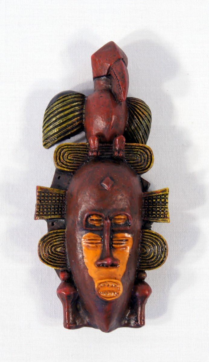 Hand Painted African Mask Art Poly Resin Refrigerator Magnet 3.4 x 1.5" #C