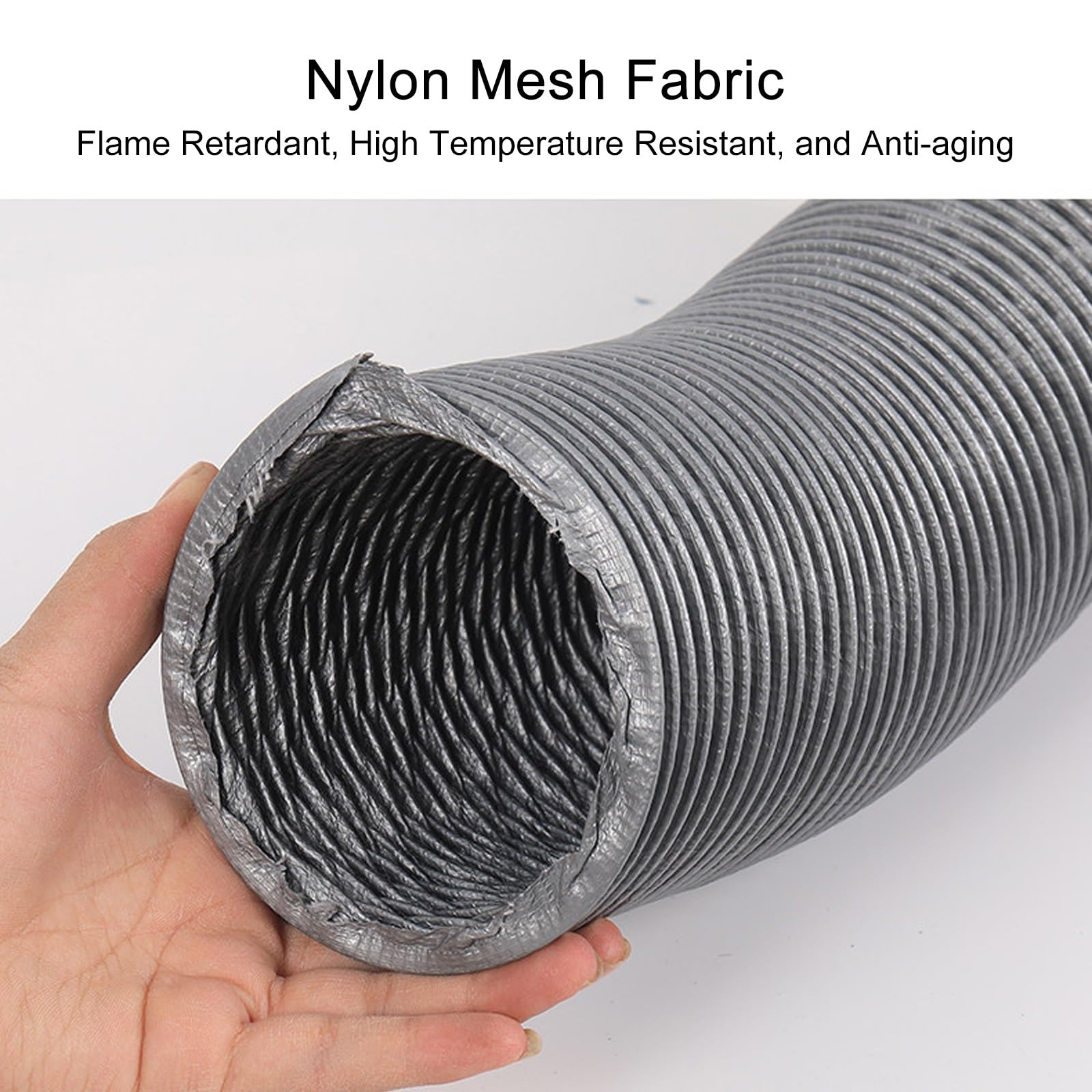 Manguera Escape Flexible de Nailon, 5 m 10 m Tubo de Aire Acondicionado Portátil Ignífuga, Conducto de Ventilación para Campana Extractora, Soplador(5m(16.4ft),100mm(4in))