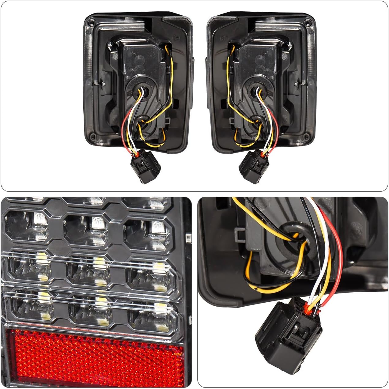 AJP Distributors Black Housing Clear Lens LED Tail Lights Brake Stop Signal Reverse Lamps Assembly Compatible/Replacement For Wrangler JK 2007 2008 2009 2010 2011 2012 2013 2014 2015 2016 2017 2018