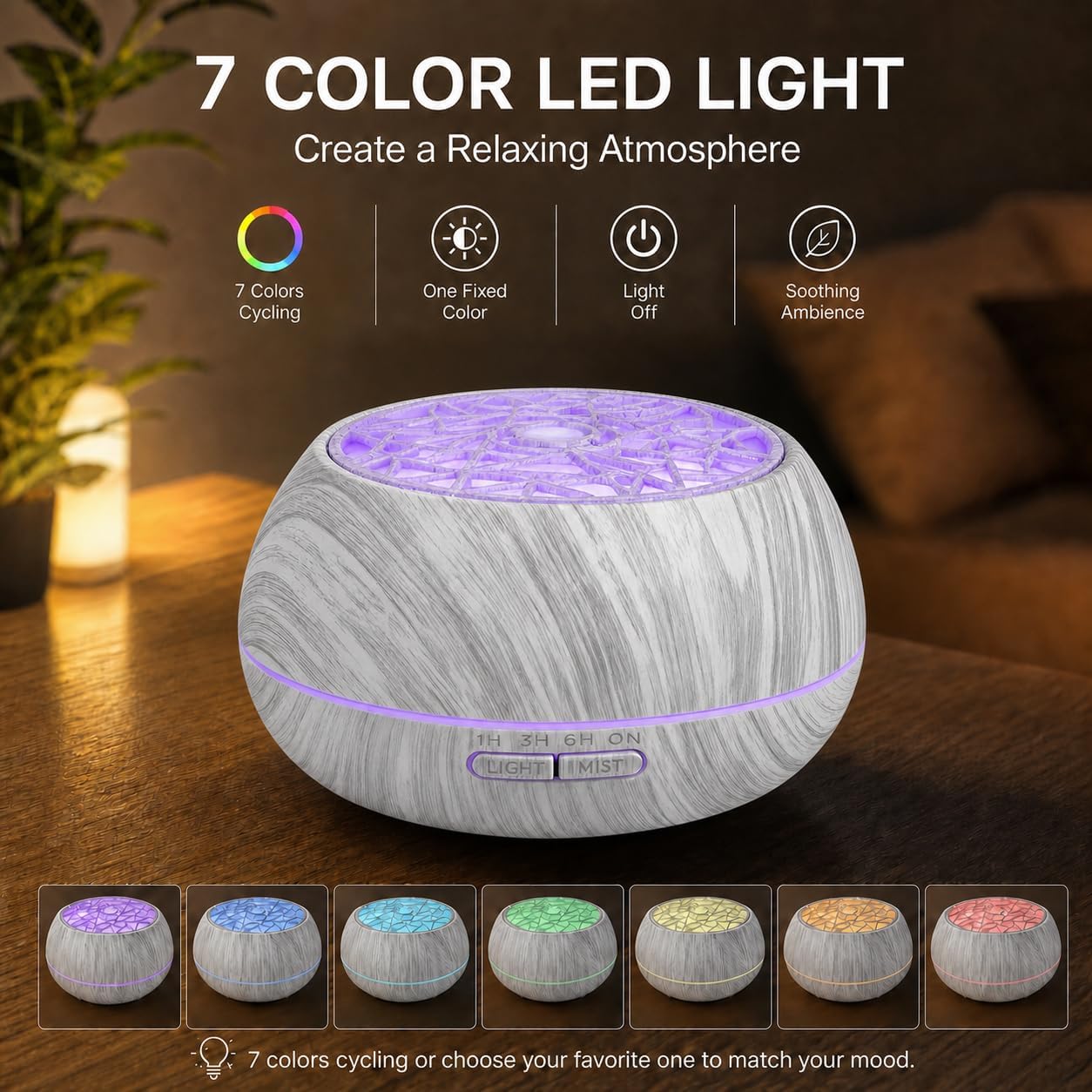 550ml Aromatherapy Essential Oil Diffuser Remote Timer 7 LED Lights image 5