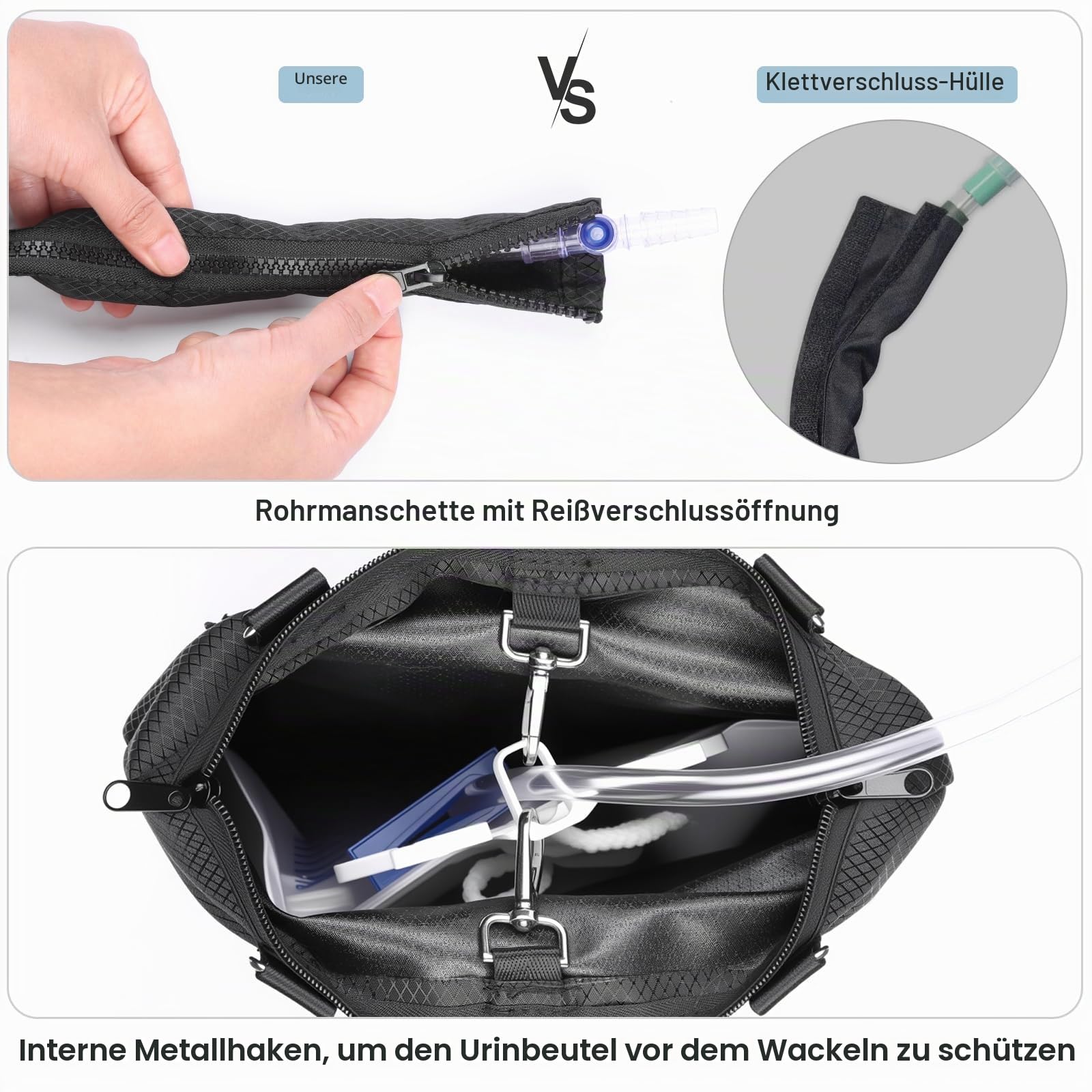 Katheterbeutelhalter, Urinabwässerungsbeutelhalter mit Abflussrohrabdeckung, für Urostomie Foley-Katheter-benutzer, wasserfeste und maschinenwaschbar