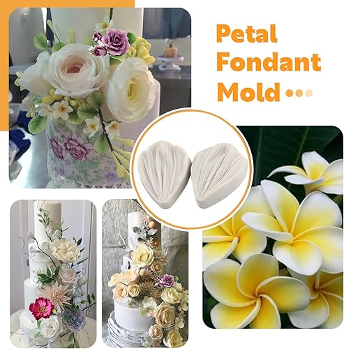 Miniatura 4 de Sijiangmold Molde de veteado de silicona para pasta de goma, molde de fondant veteado de rosa, pasta de goma, molde de flor de peonía, moldes de