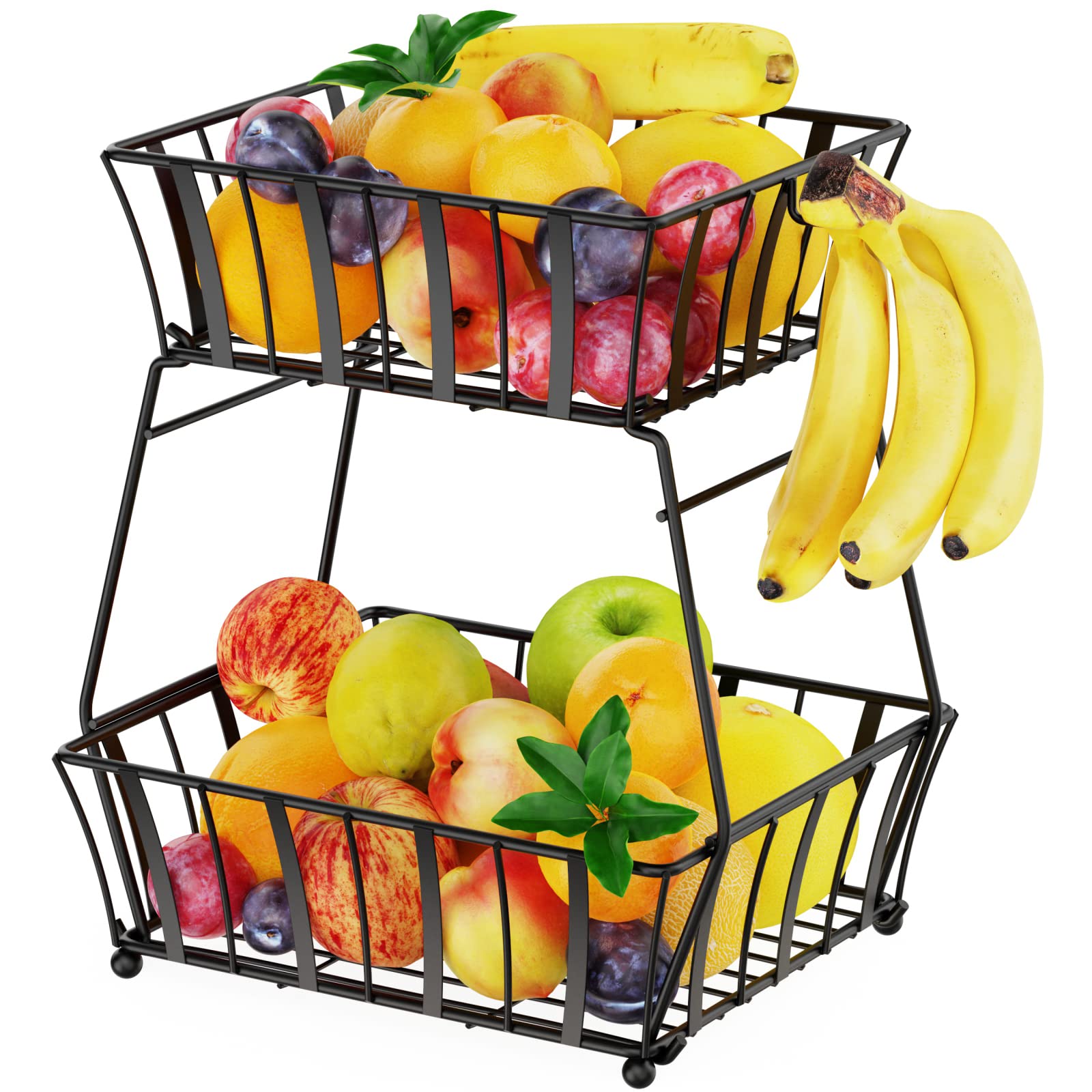 Fruit Basket, iSPECLE 2 Tier Countertop Fruit Storage Basket with