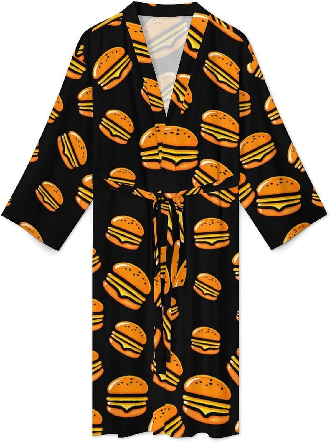 Hamburger Mens Robe Long Bathrobe for Women Bath Robes Lightweight Soft Printed Sleepwear