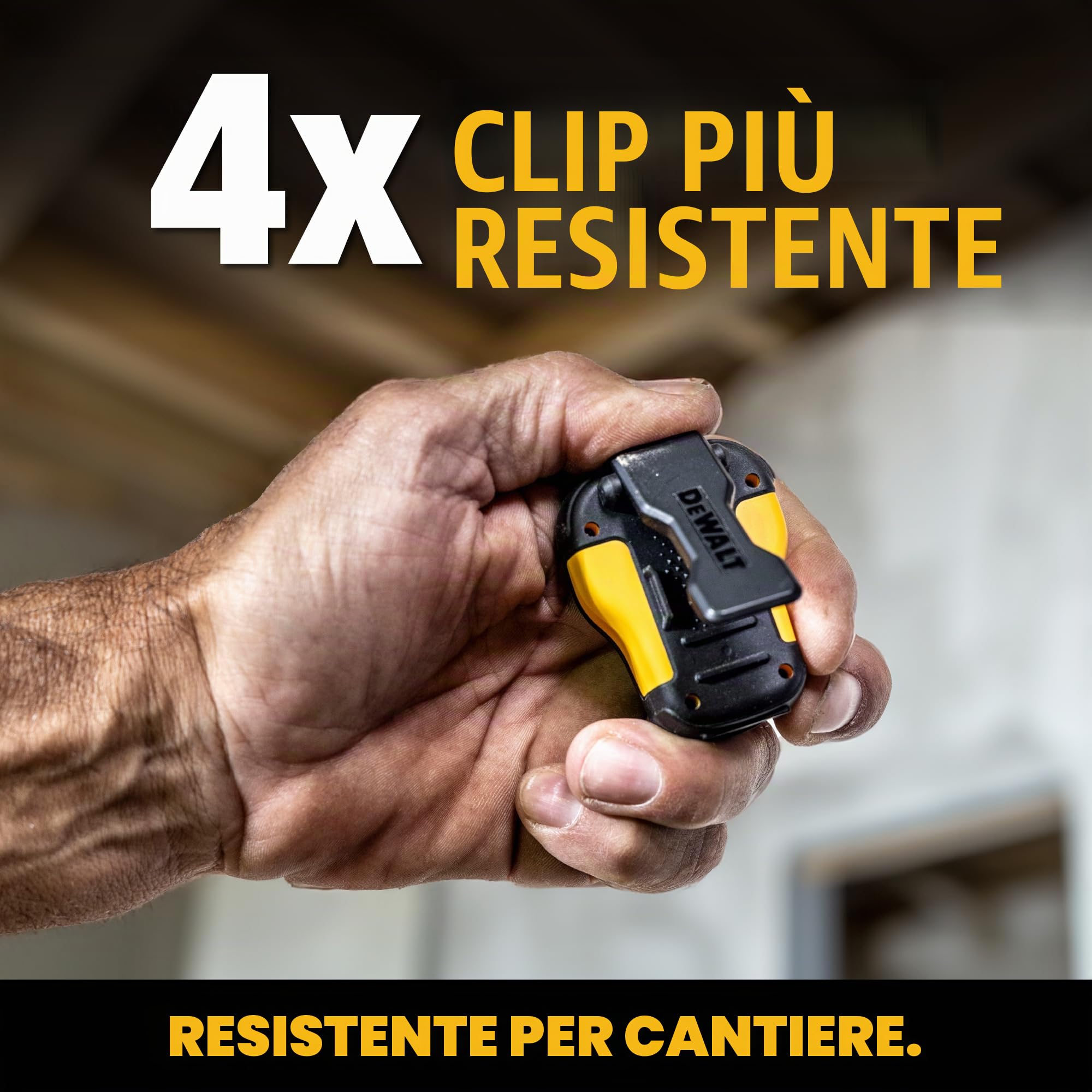 DEWALT Altoparlante Bluetooth indossabile (versione aggiornata), altoparlante portatile impermeabile senza fili, con clip, microfono integrato per musica/chiamate in vivavoce, altoparlante Bluetooth