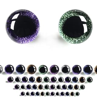 SEVENSUN Assorted 12-40mm Centered Glitter Safety Eyes Set, 72 pcs 3D Well-Centered Pupils Eyes with Washers, Doll Eyes Stuffed Crochet Eyes Craft Doll Making Safety Eyes for Crocheting Amigurumi - Amazon product rated Grade A