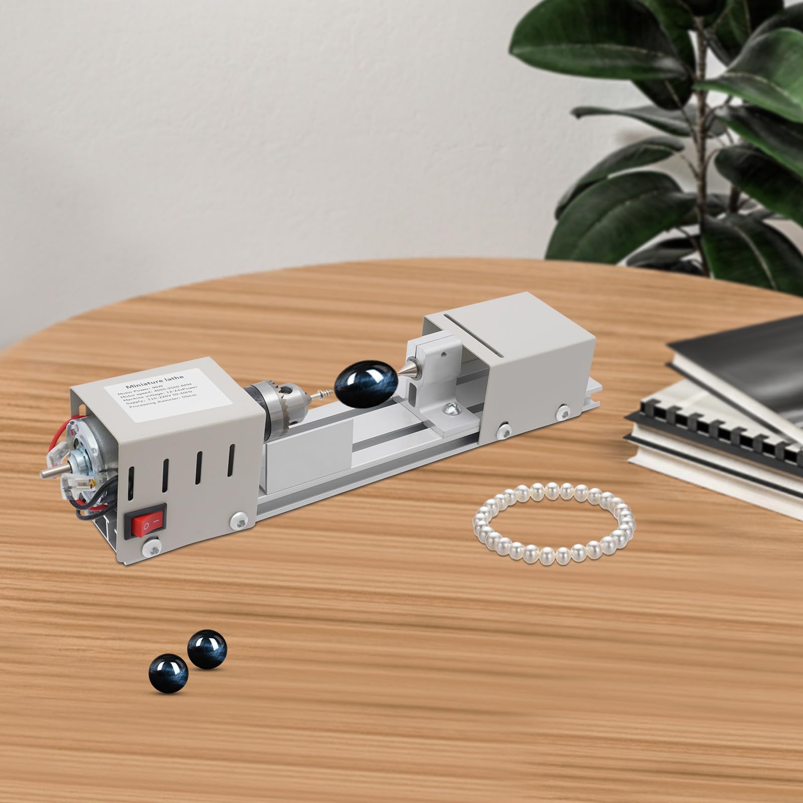 Mini torno para madera, 96 W, 4000 – 9000 rpm (7 niveles), de metal con 6 herramientas de grabado, compacto para bricolaje, bricolaje y talla de madera