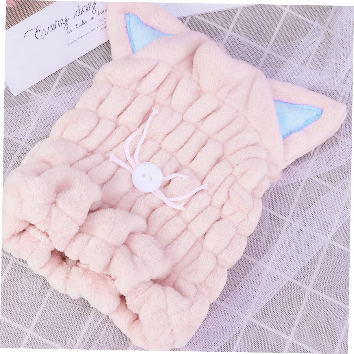 6pezzi Asciugacapelli Cat Ear Microfibra Asciugatura Veloce e Assorbimento Per Casa e Viaggi Blu Rosa