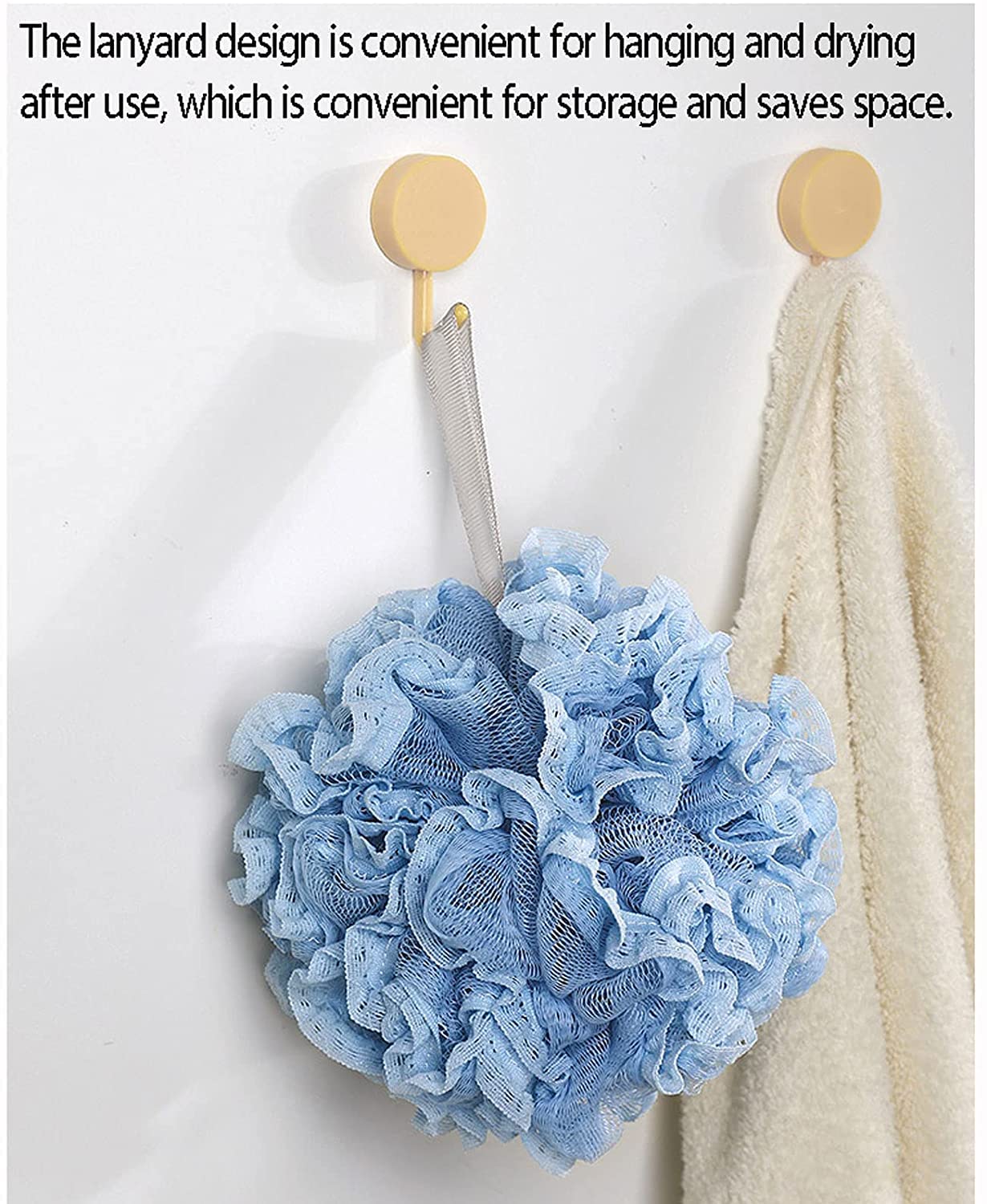 Gąbka do kąpieli Loofahsshower Pufa do mycia ciała Łazienka Niezbędne bogate bąbelki Piłka prysznicowa, dla mężczyzn i kobiet, siatkowa pufa Gąbka do kąpieli 2 szt. Biała (biała 2 szt.)
