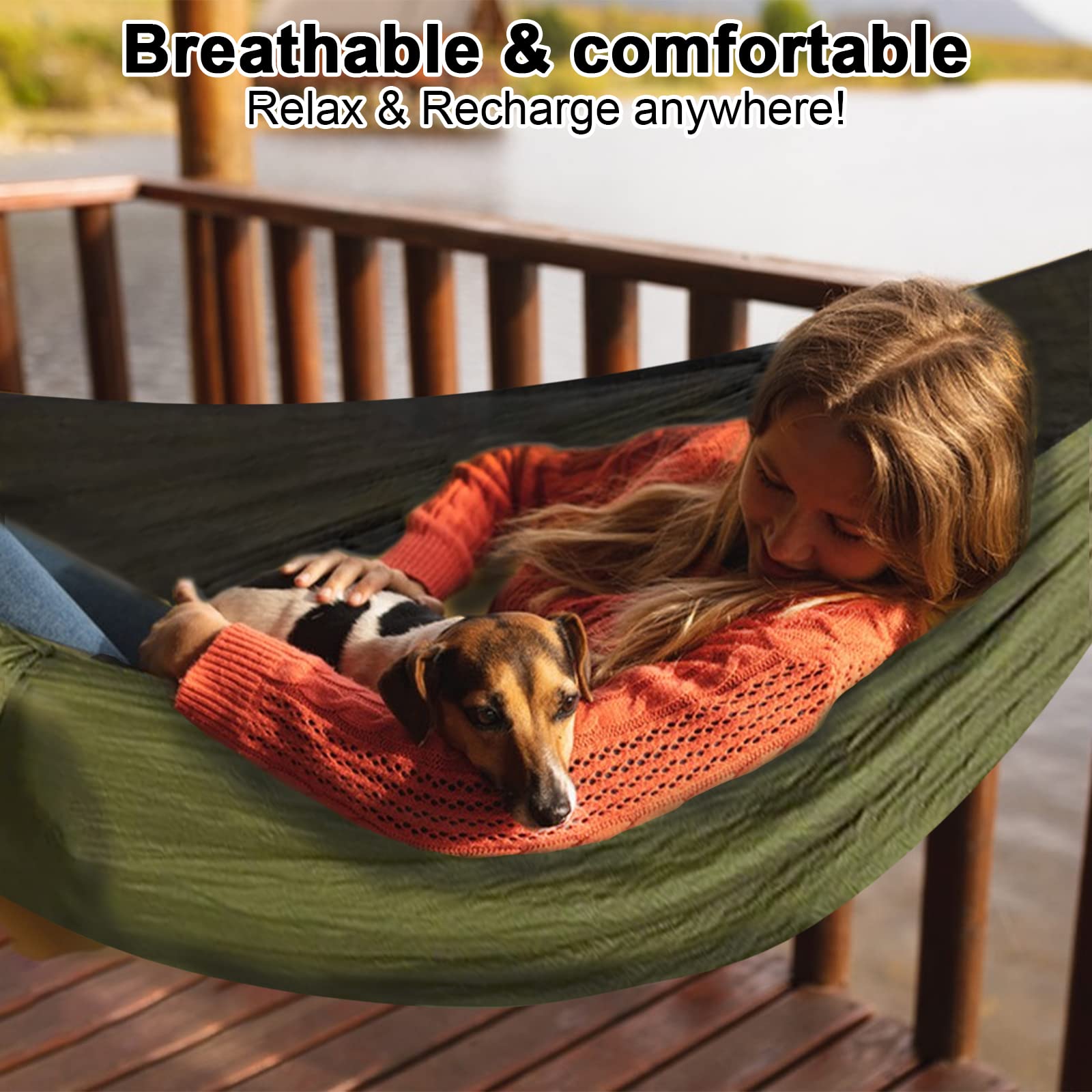 UPhitnis Hängematte Outdoor mit Moskitonetz 600lb Traglast Atmungsaktiv Ultraleicht Fallschirm Nylon Camping Reisehängematte