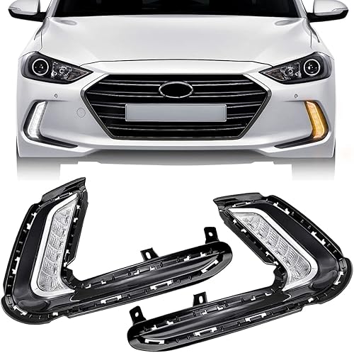 Correr diurna luces para Hyundai Elantra 2016 2017 2018 LED niebla luz de dos colores DRL ámbar señal de giro Lámparas delantera luz de conducción