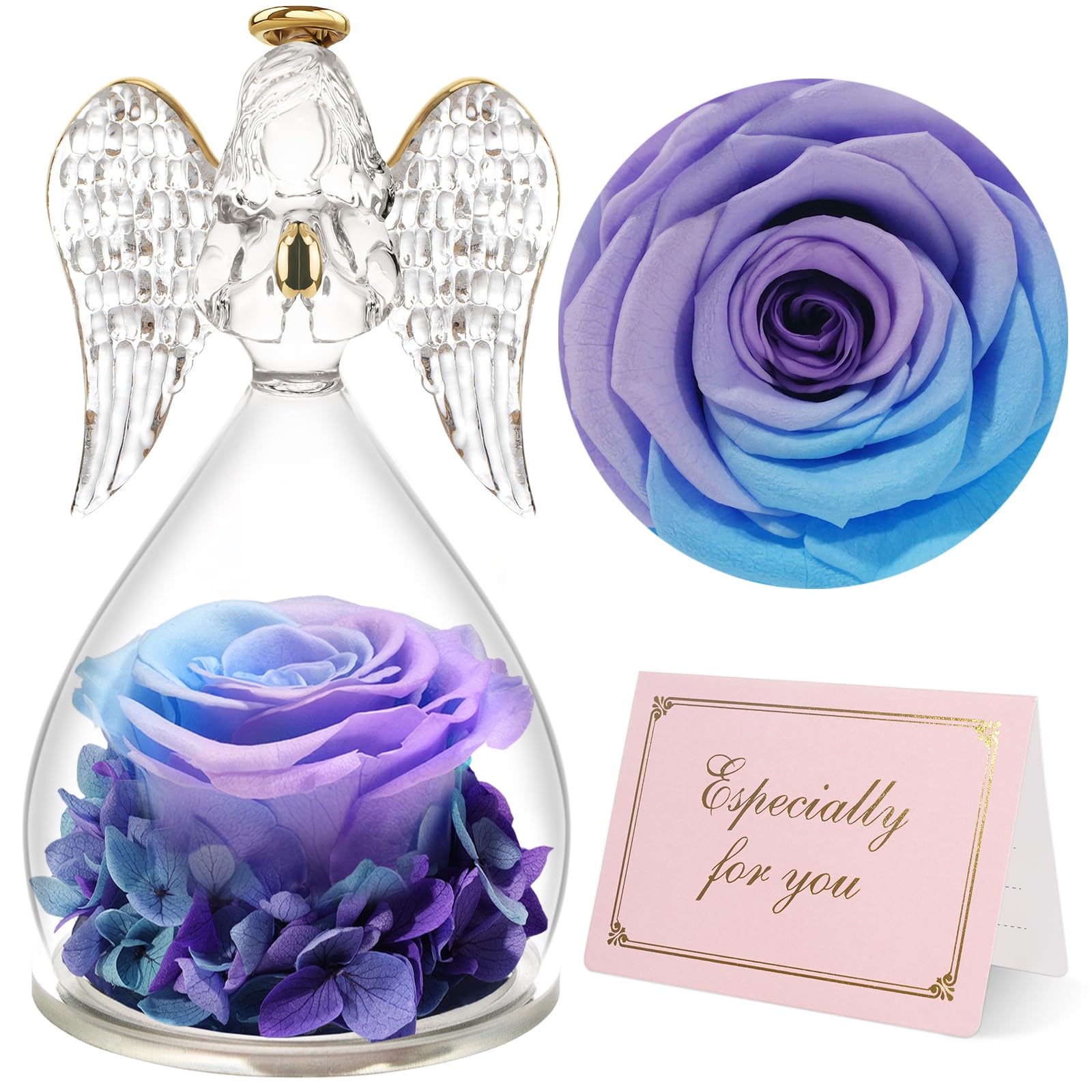 Rosa Eterna Con Angelo Di Vetro Yamonic | Regalo Per Donna, Mamma, Nonna, Durata 2-3 Anni - Foto 8