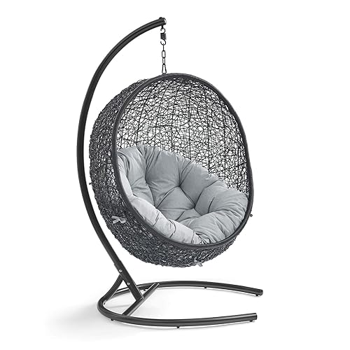 Modway EEI-739-GRY-SET Encase Swing Outdoor Patio Lounge Chair, With Stand,