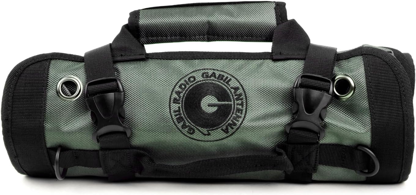 Antenna Roll Bag for Ham Radio – GR-ARB01 Army Green | 1680D Water-Resistant Organizer for Coils, Whips, Tools | Lightweight, Durable, Modular Pockets