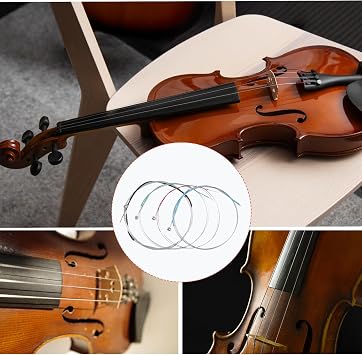 5 Packs Full Set Violin Strings Universal Strings for 4/4 3/4 Size Stainless Core with Ball End