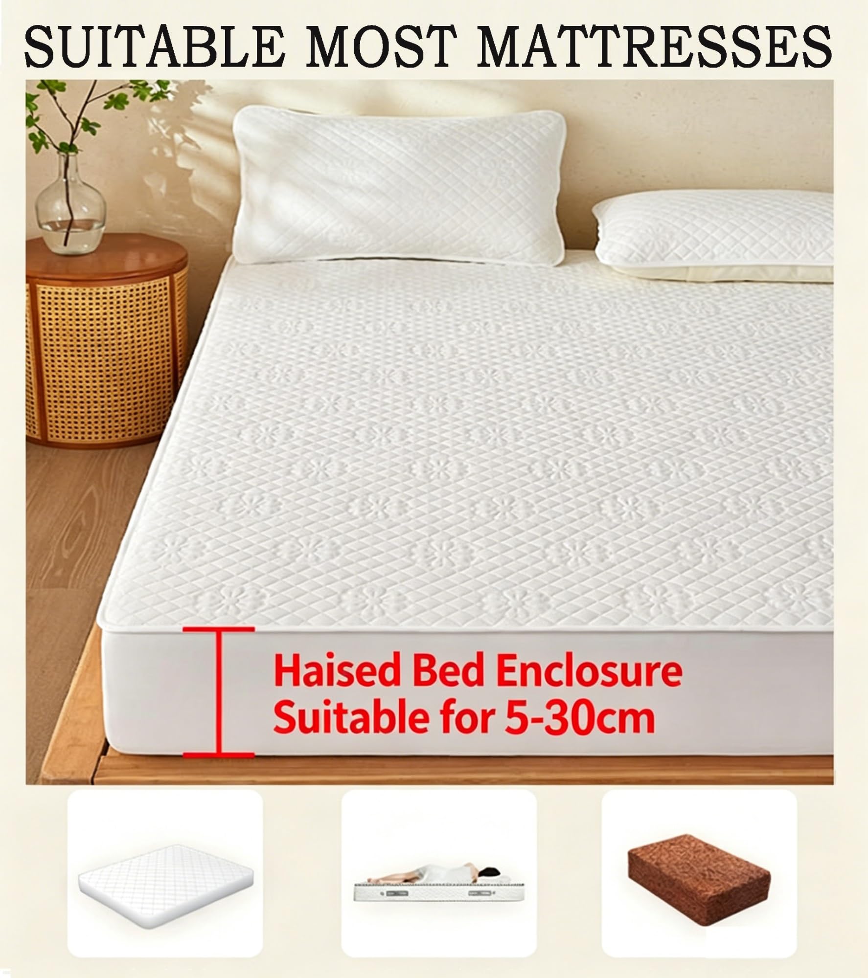 Sábana elástica Ajustable y Protector de colchón Transpirable | Funda Impermeable para colchón para el hogar, Hotel o Dormitorio (Azul, 180 * 200 cm)