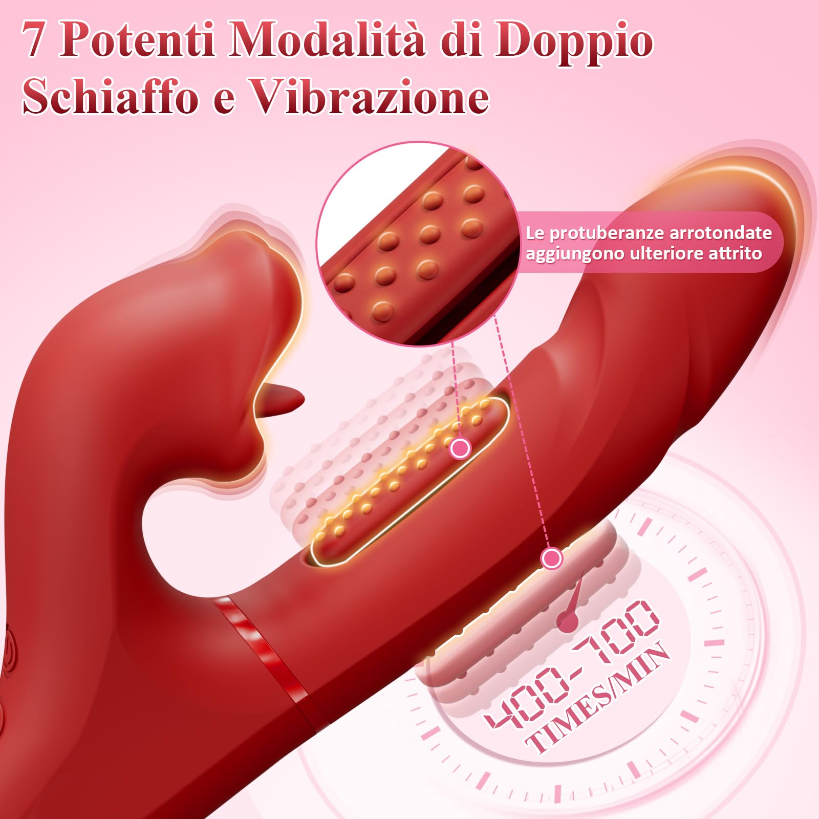 Vibratoreper Donna Professionale Sex Toys Coppia - Dildo Vibratore Clitoride e Punto G Sexytoysys Donna con Forti Modalità di Schiaffi, Morsi e Vibrazioni, Vibratori Rabbit Toys Sessuali per Donne