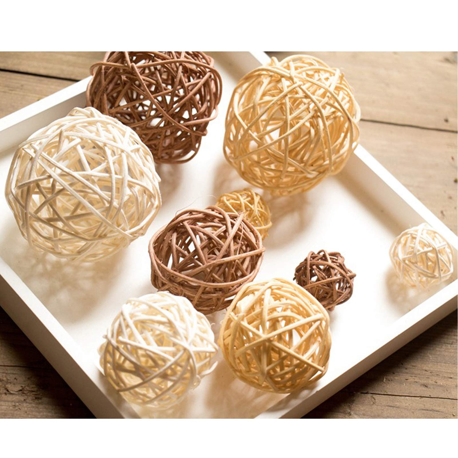 Manualidades DIY Relleno Jarrones Bolas De Mimbre Decorativas SUNNYCLUE - 30 Unidades 4cm - Color Marrón Coco - Para Manualidades Y Centros Manualidades Bricolaje Bodas