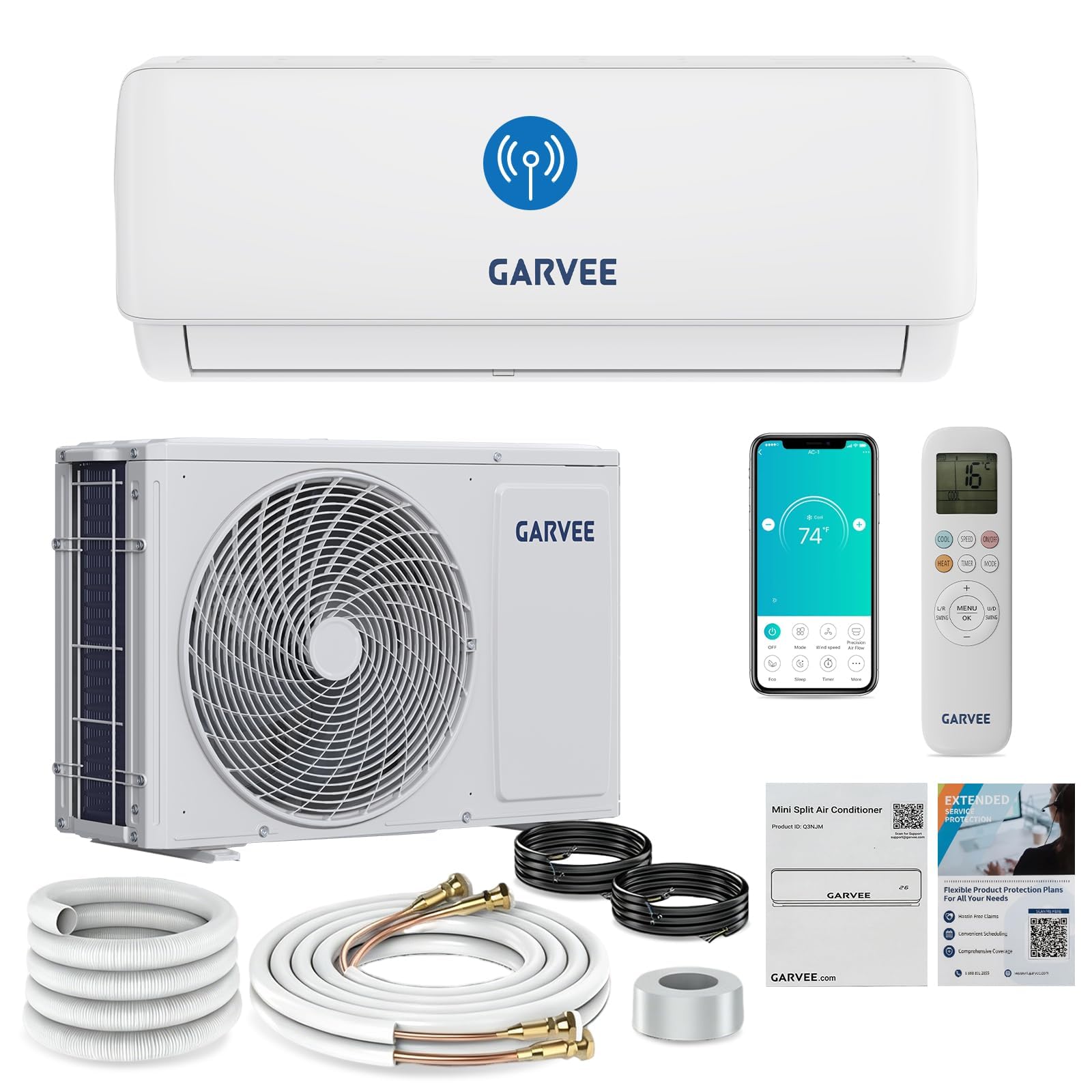 Klimaanlage Split, Kühlung und Heizung, 24000 Btu Split Klimaanlage, Inverter Klimagerät, Wifi & App Klimaanlage Wandmontage, Sehr Leise, Timerfunktion, R32 Kältemittel, Energieeinsparung, bis 120qm