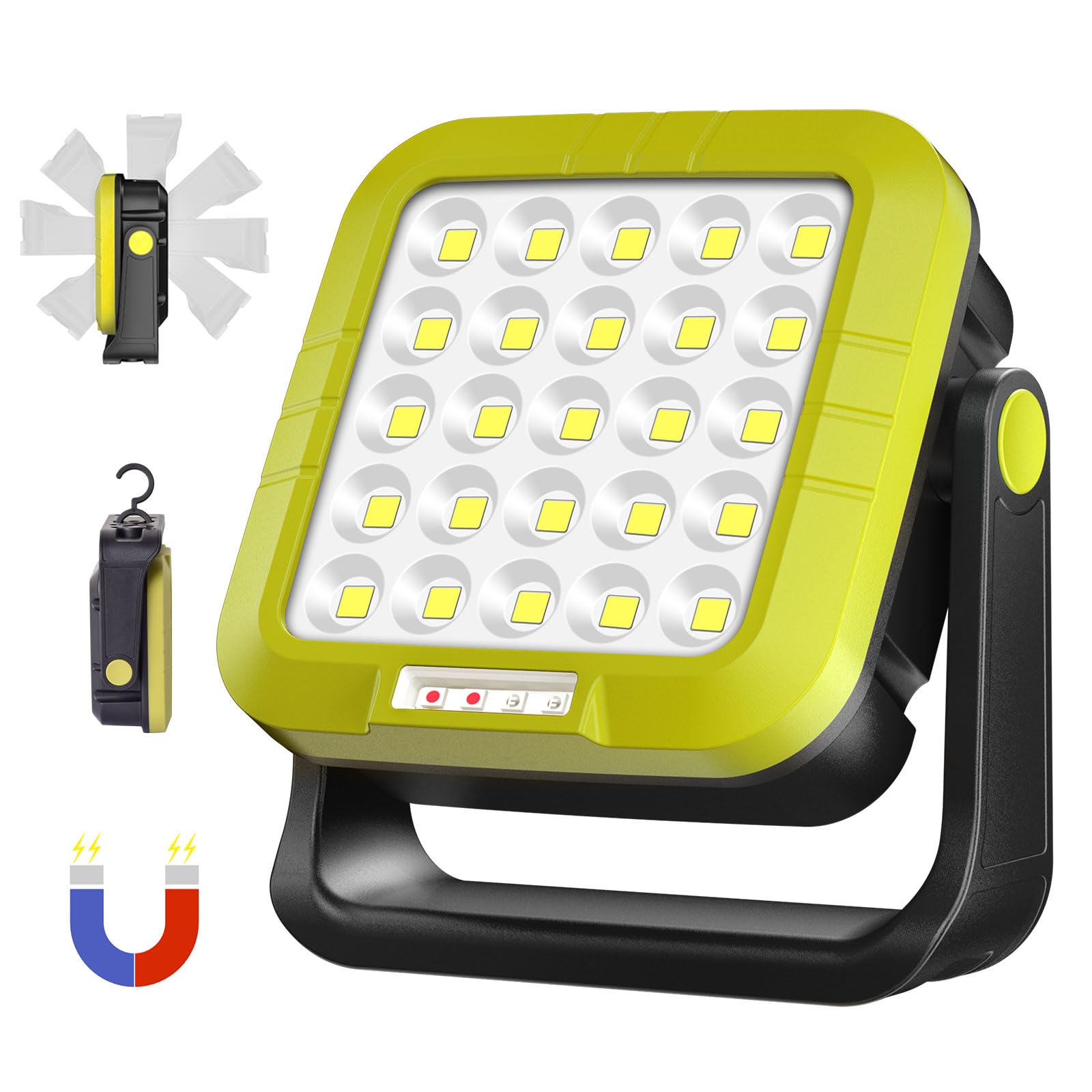 Foco Led Recargable Lámpara De Trabajo LED Recargable - 7 Modos De Luz, Imán Y USB (Ideal Para Camping) Luz Exterior Recargable