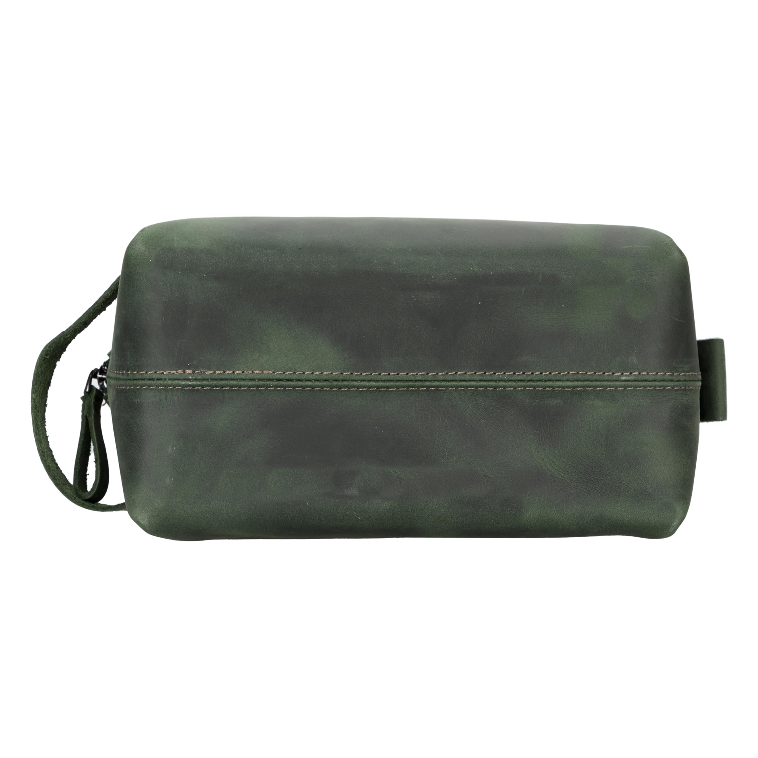 Lev Leather %100 Hakiki Deri Makyaj Çantası, Kişisel Bakım Çantası, Makyaj Çantası, Taşıma Saplı Tuvalet Çantası, Banyo Çantası, Kişisel Hijyen Kiti, Seyahat Kiti (Yeşil, X-Large)