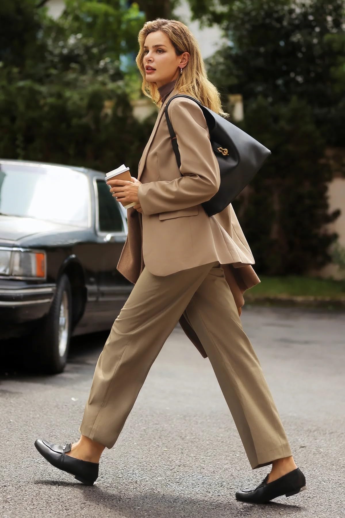 Cicy Bell Blazer décontracté à manches longues ouvert sur le devant pour femme, kaki foncé, X-Large