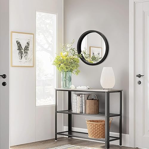 Miniatura 162 de JJUUYOU Espejo circular de pared redondo para baño, espejo de tocador marrón rústico, pequeño círculo decorativo para pared, marco de madera, espejo