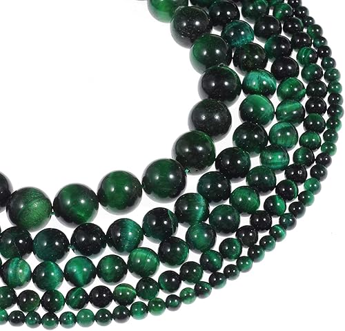 Cuentas de piedra natural a granel, cuentas de piedras preciosas para hacer joyas (ojo de tigre verde, 0.236 pulgadas)