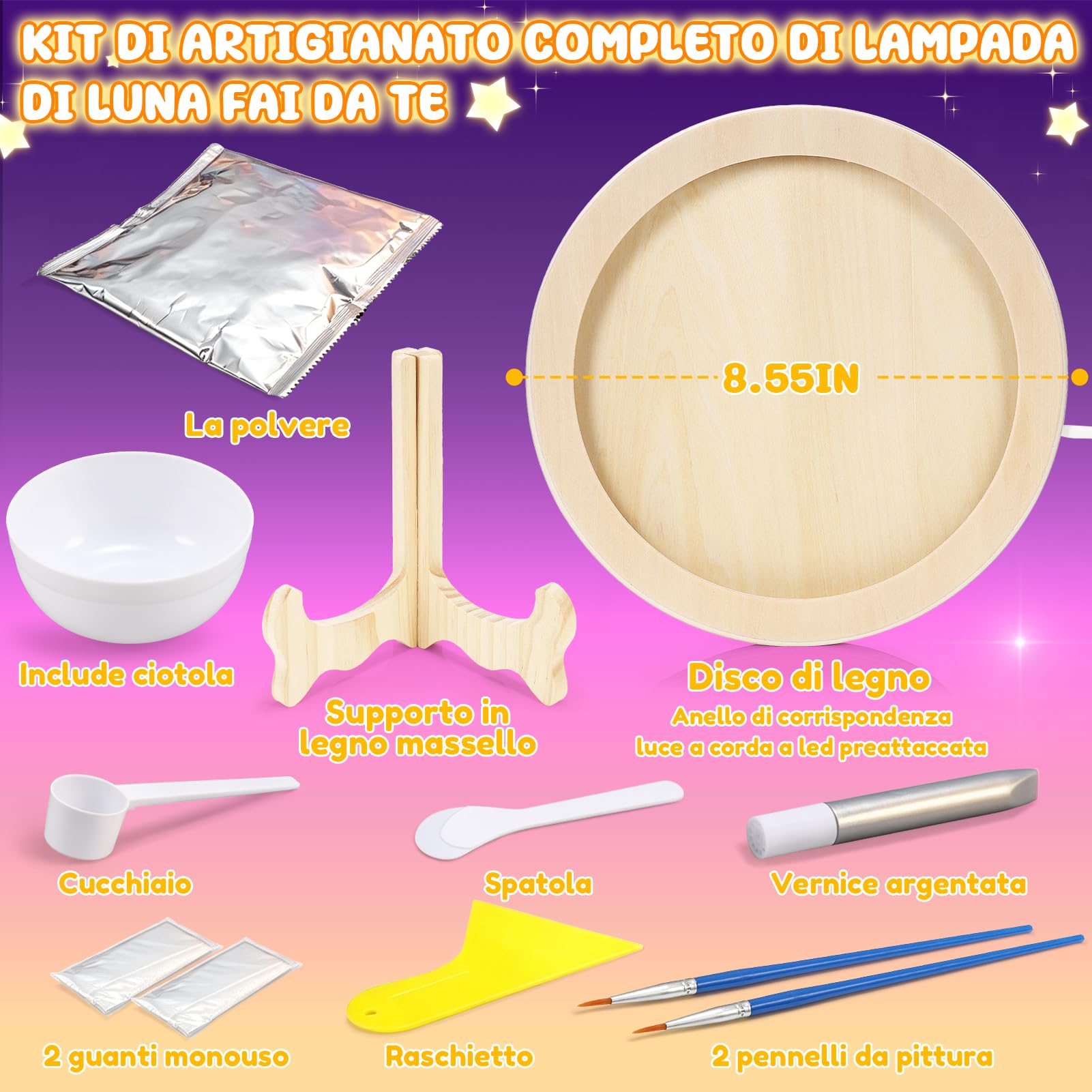 Toyzey Set fai da te per bambini dai 6 7 8 9 10 anni, regalo per ragazze 10 11 12 anni, lampada a luna, per ragazzi 6 – 8 anni, luce notturna per bambini a partire da 8 – 12 anni, regalo di compleanno
