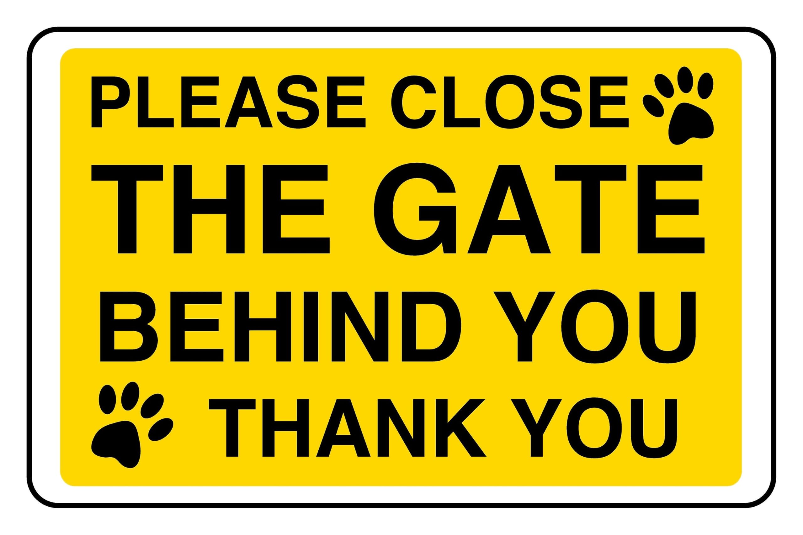 Please Close The Gate Dog Sign - Pre-Drilled 1.2mm Rigid Plastic, Weatherproof Indoor & Outdoor (600 x 400mm)