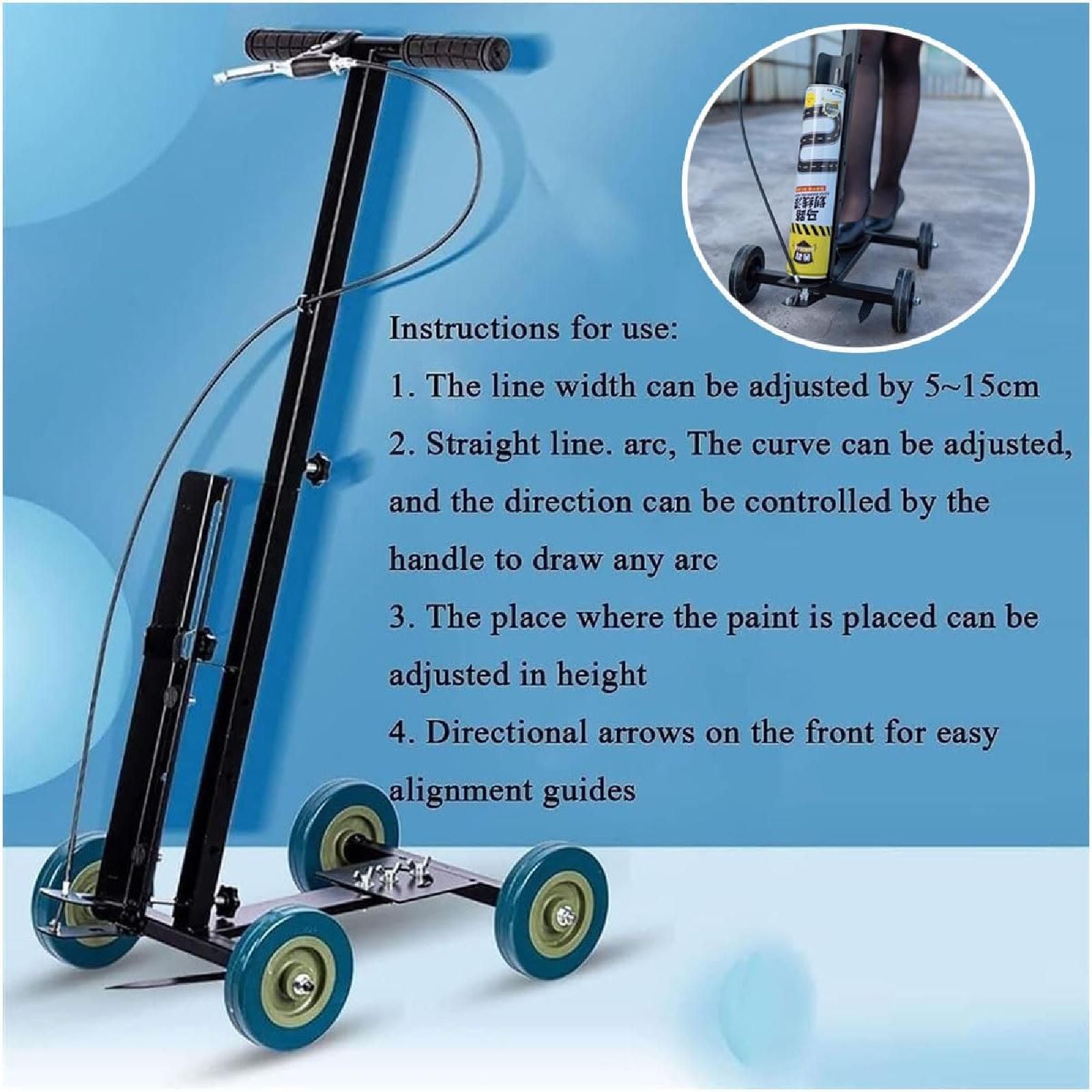UMJIGF Sports Field Marking Machine, Hand-Push Lane Marking Applicator with Adjustable Arc for Straight Lines and Curves - Width 5-15cm, Precise Marking