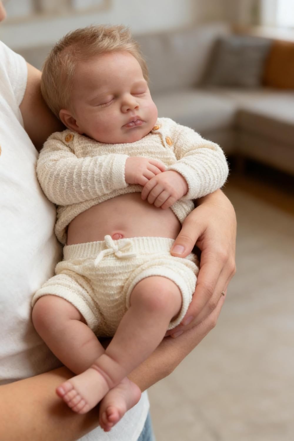 Zero Pam Reborn Baby Dolls Silicone Full Body Boy Realistic Toddler Eyes Closed with Blonde Hair, 20 Inch Sleeping Newborn Baby Boys Doll Full Vinyl Body Anatomically Correct Reborn Doll for Girls