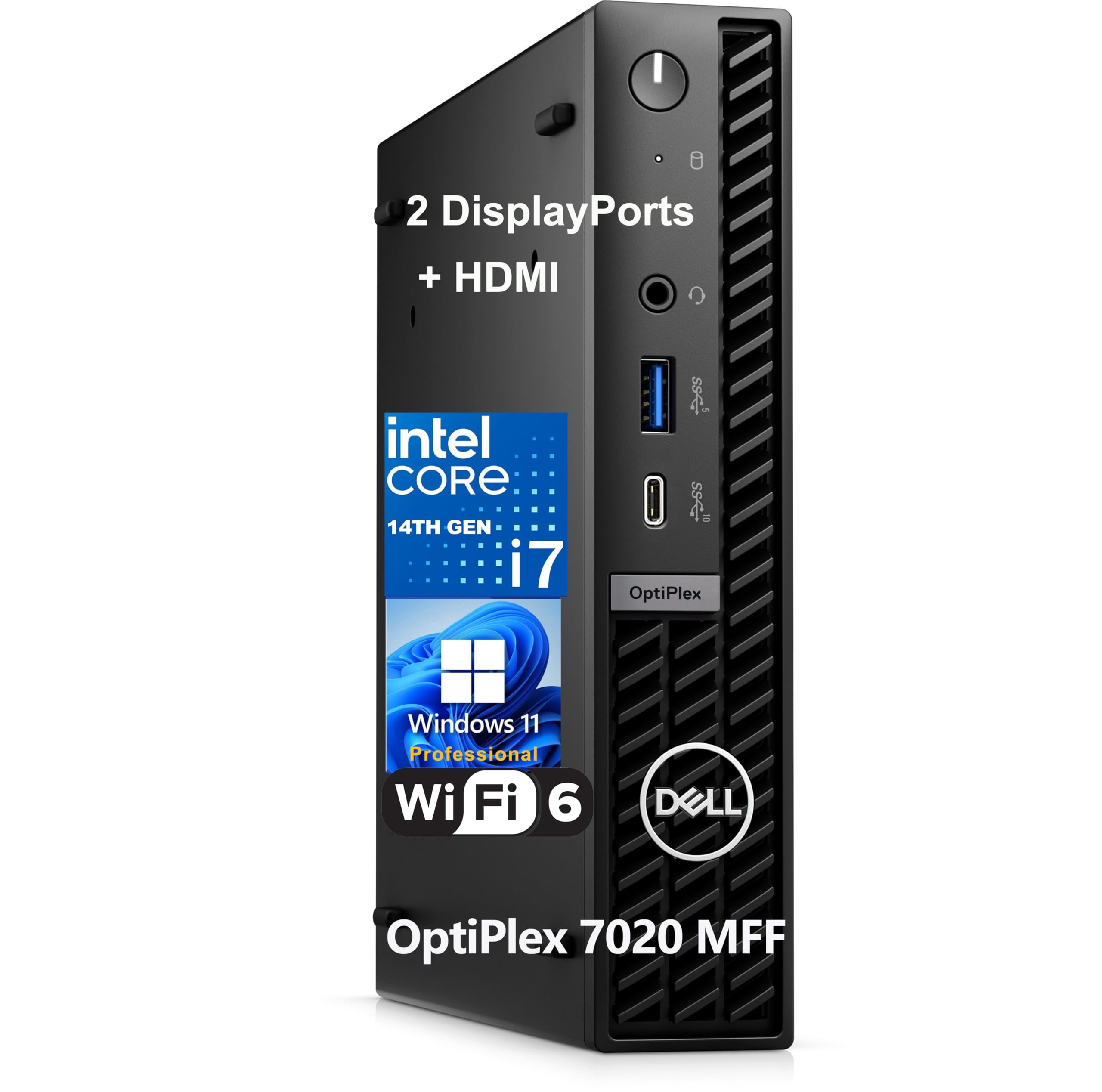 Dell OptiPlex 7020 MFF 7000 Micro Form Factor Mini Business Desktop Computer, 14th Gen Intel 20-Core i7-14700T up to 5.2GHz, 16GB DDR5 RAM, 512GB PCIe SSD, WiFi 6, DisplayPort, HDMI, Windows 11 Pro