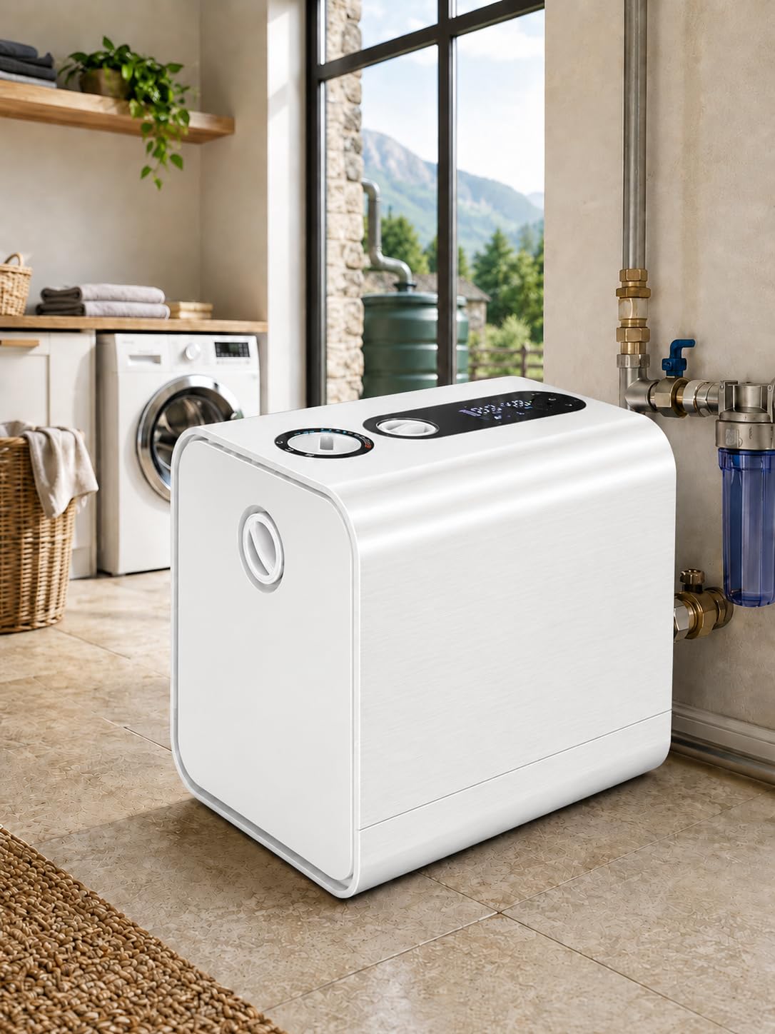 forplubossmmp Smart Water Pressure Booster Pump, Self Priming Variable Frequency Constant Pressure Pump, Automatic Home Water Pump For Shower, Water Heater, Faucet, Garden Irrigation And Rv white