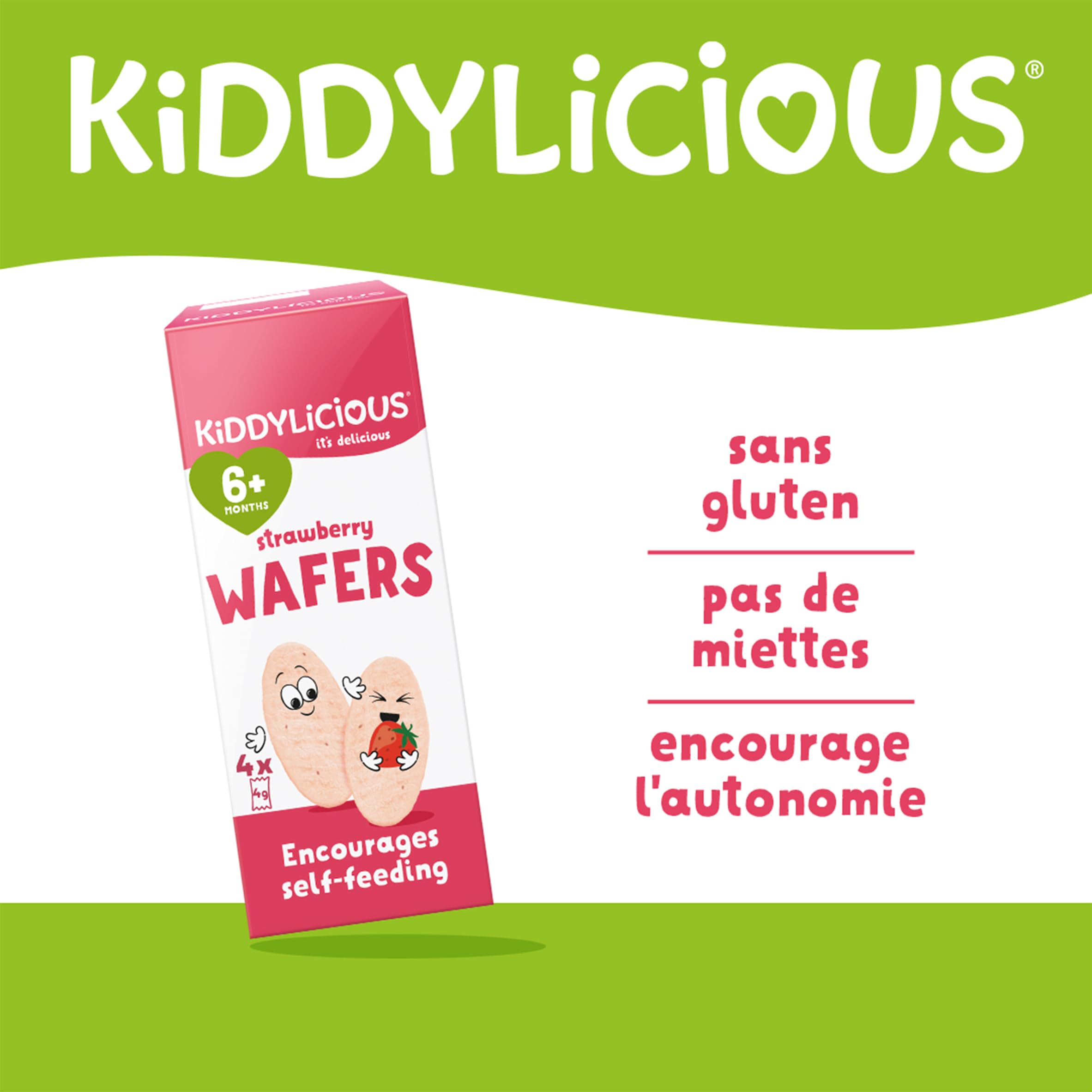 Kiddylicious Wafers Fraise 6 Mois Sans Gluten Sans Lait 12 Packs 16g 192g