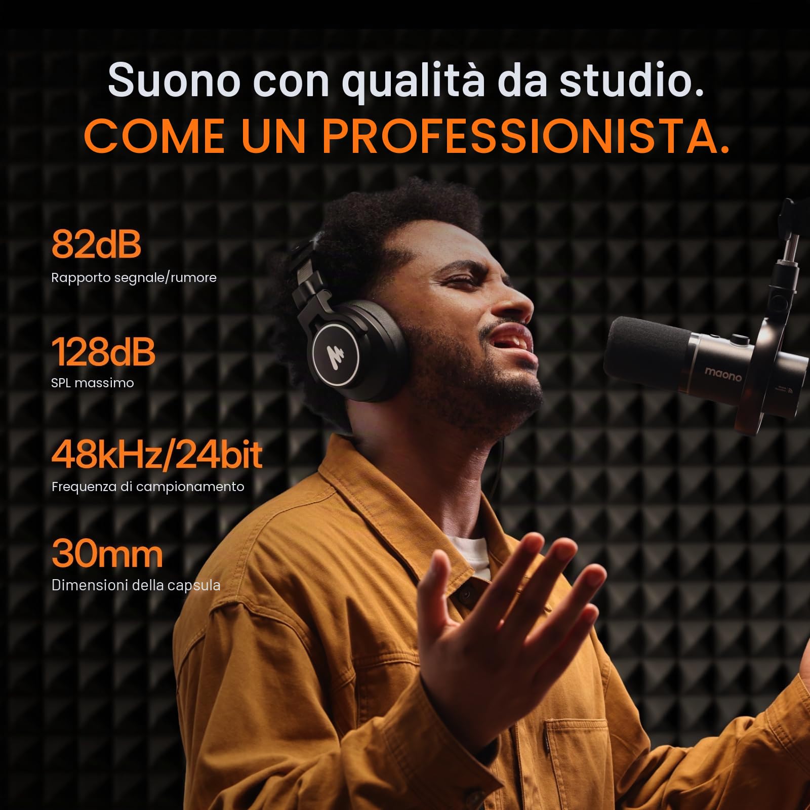 MAONO PD200W Hybrid Microfono per Podcast da PC, Senza Fili, USB/XLR Microfono Dinamico Braccio di sollevamento, Software, Cancellazione del Rumore, Podcast, Streaming, gaming, Home Studio e Voceover