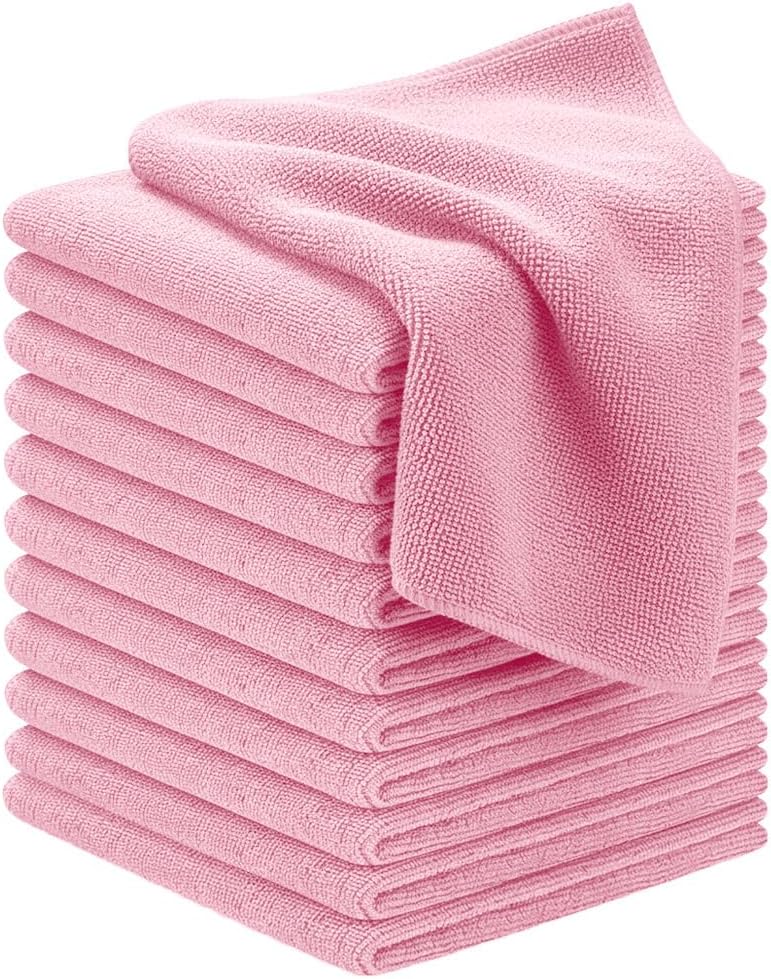 Avalon Towels Microfiber Cleaning Cloths (Value Pack of 12) - Size 12 x 12 Inches, Highly Absorbent Cleaning Rags, Lint Free, Reusable and Washable, Microfiber Towels for Cars