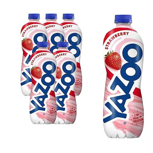 YAZOO Strawberry Milkshake Milk Drink, High in Protein & Calcium, 1 Litre (Pack of 6) - 1 l (Pack of 6)