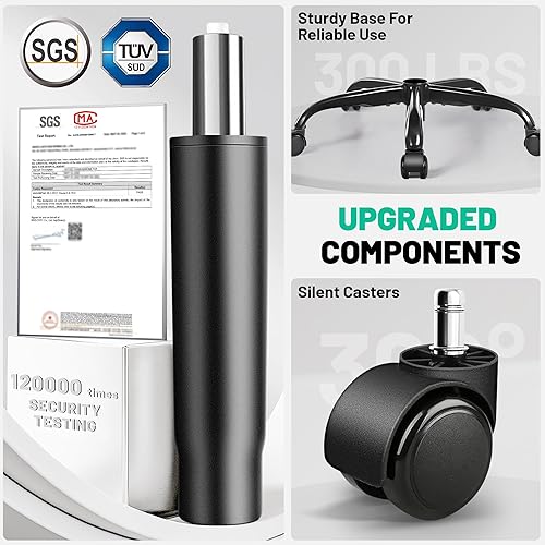 Miniatura 8 de Silla de oficina, silla de escritorio ergonómica, sillas de oficina de cuero ejecutivo con soporte lumbar, reposacabezas y reposabrazos ajustables,