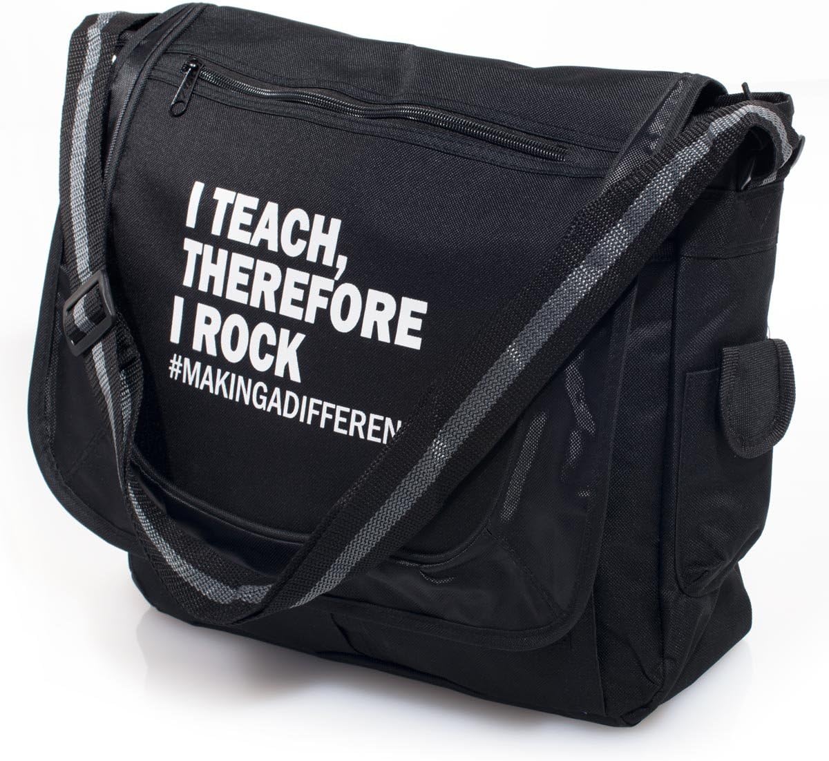Anderson's I Teach Therefore I Rock 5-Piece Teacher Gift Set, Messenger Bag, Notebook, Tumbler, Sticky Notes & Pen – Teacher Appreciation for Elementary, Middle, High School & College Educators